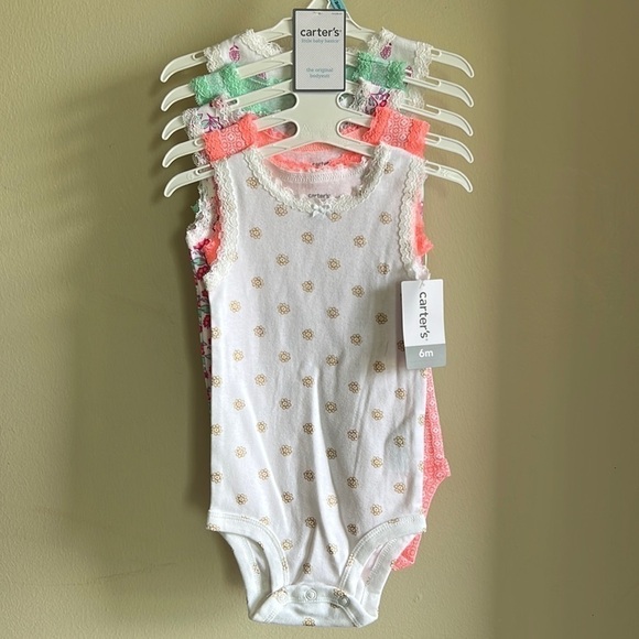 CARTER’s LITTLE BABY BASICS BODYSUIT GIRLS RUFFLE SIZE 6 months New with tags - Picture 1 of 9